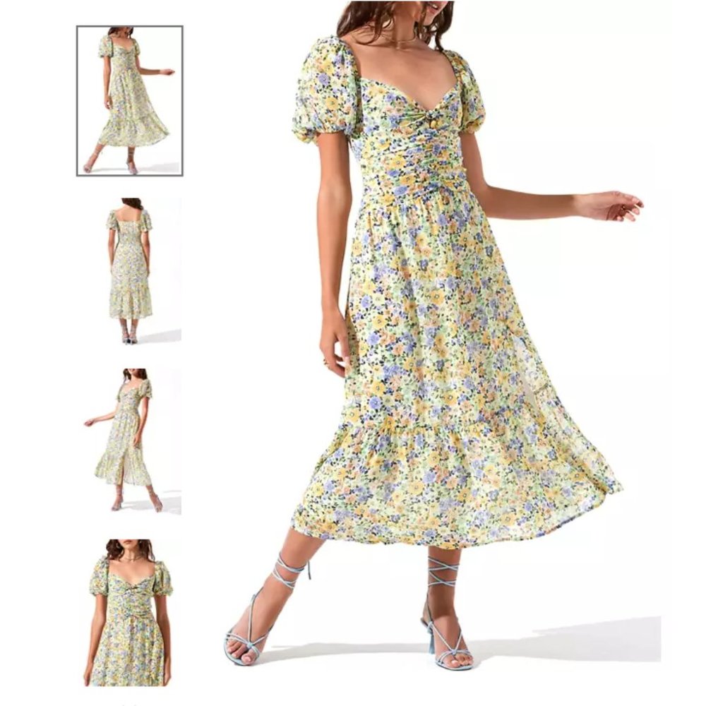 ASTR The Label Irma Puff-Sleeve Midi-Dress